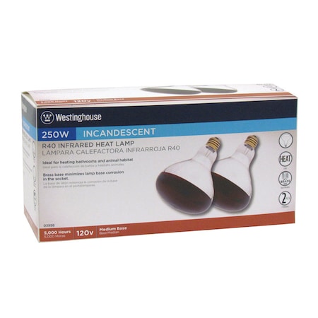 Westinghouse Westinghouse 250 W R40 Heat Lamp Incandescent Light Bulb Medium Base Red 2 pk 3958